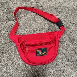 SD Fashion by Hawaii Red Fanny Pack Waist Bag Rainbow Palm Tree Graphic Travel